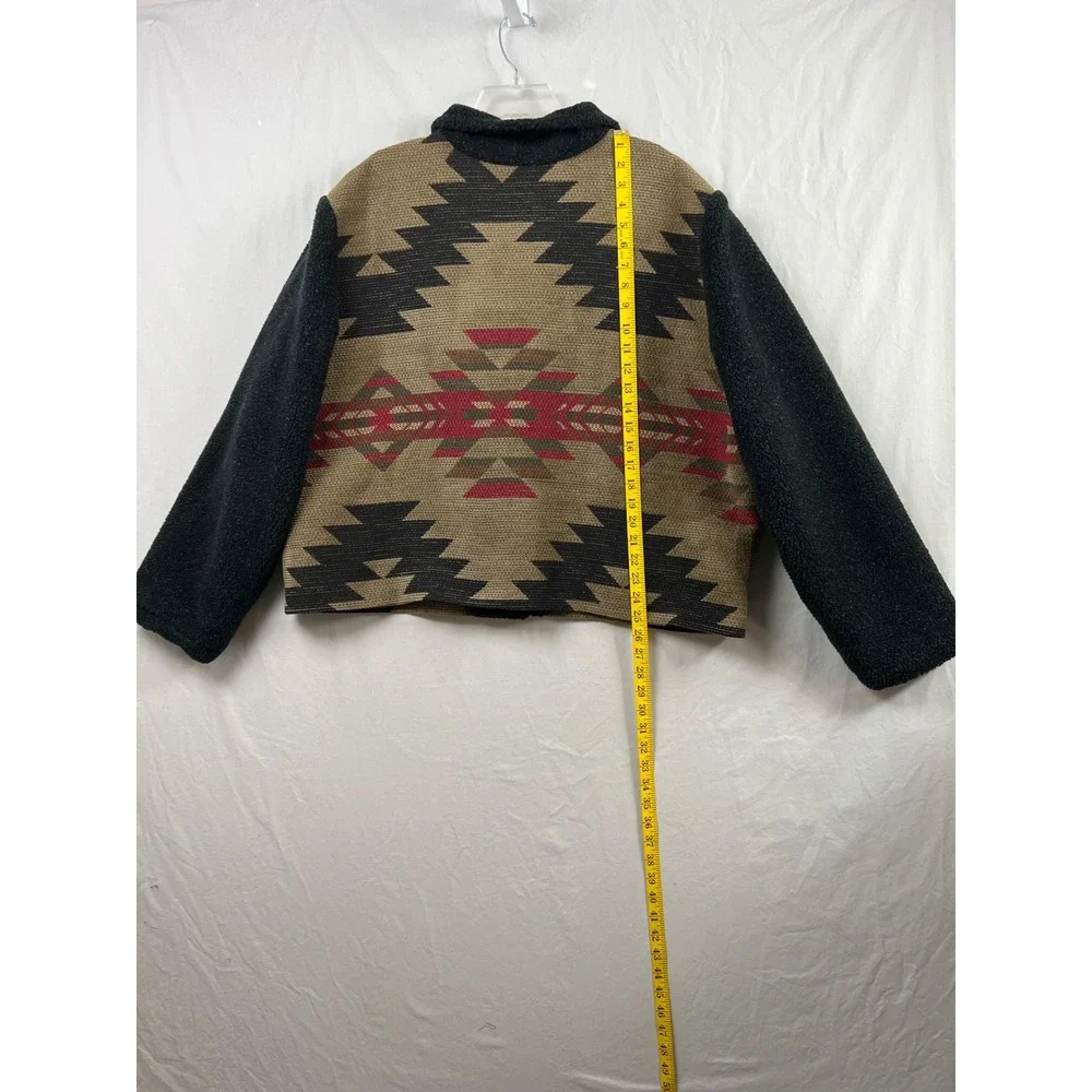 Coldwater Creek Tapestry Jacket Womens 3X Tan Black Southwestern Concho Berber
